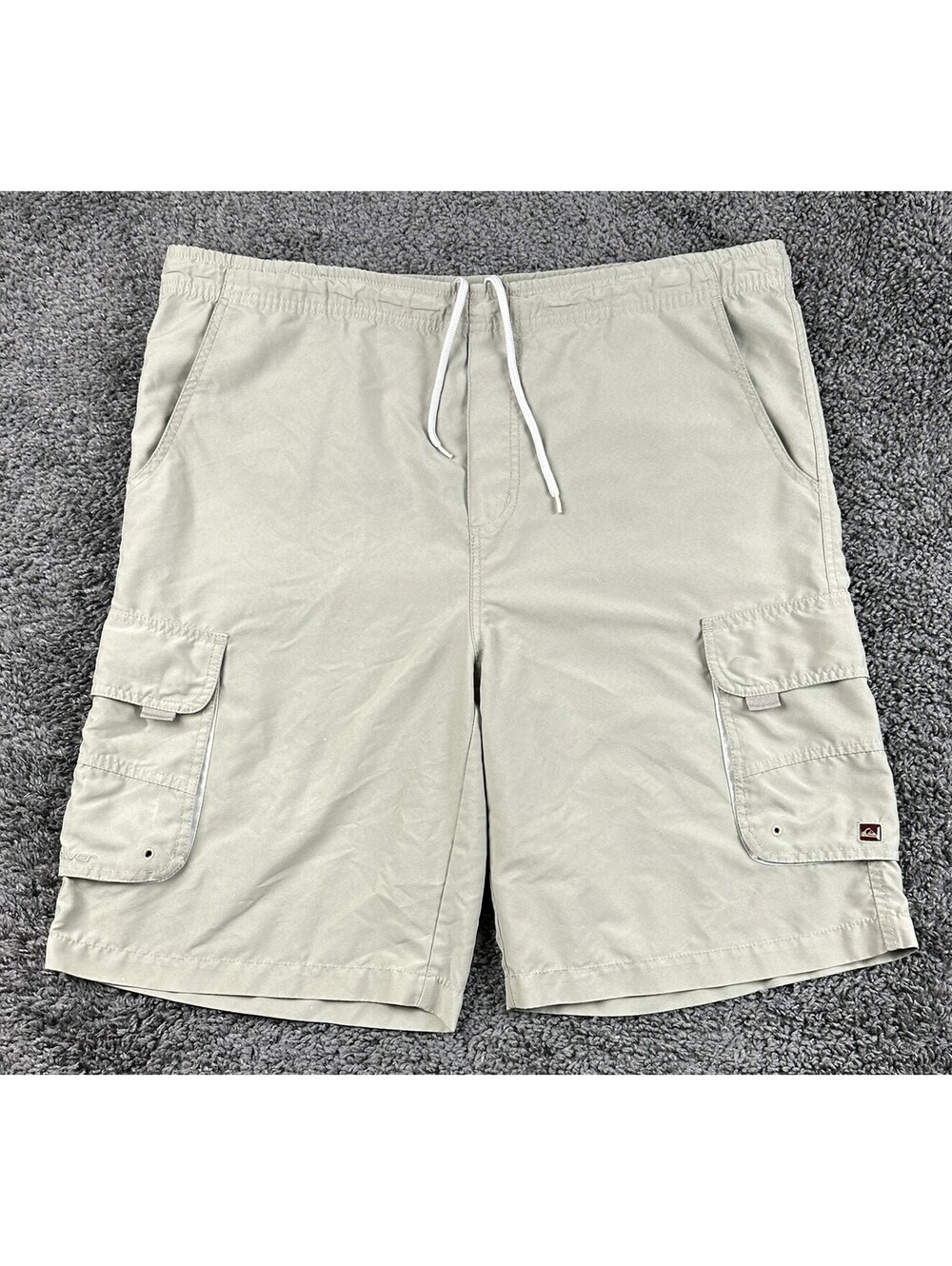 Vintage Quiksilver Cargo Shorts Men 41 Waist Tan Drawstring Y2K Sz L